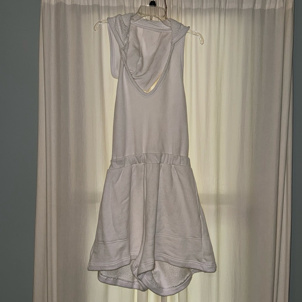 Free People White Hooded Sleeveless Romper